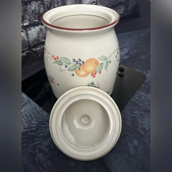 Corelle Abundance Fruit Patterned Cookie Jar with Lid - Picture 2 of 7